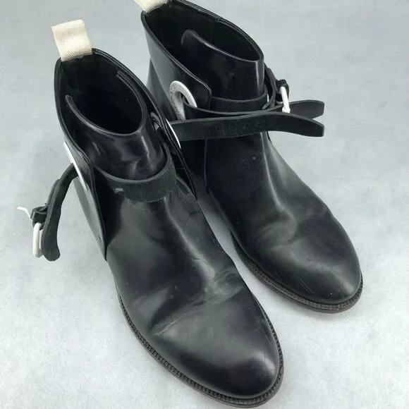 Acne Studios Women’s Black Leather Ankle Boots Size 37 - Picture 3 of 10
